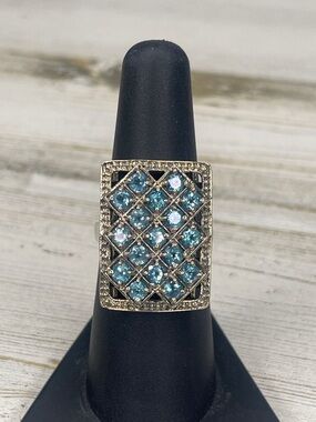 Nicky Butler Sterling Silver Blue Gemstone Lattice Statement Ring